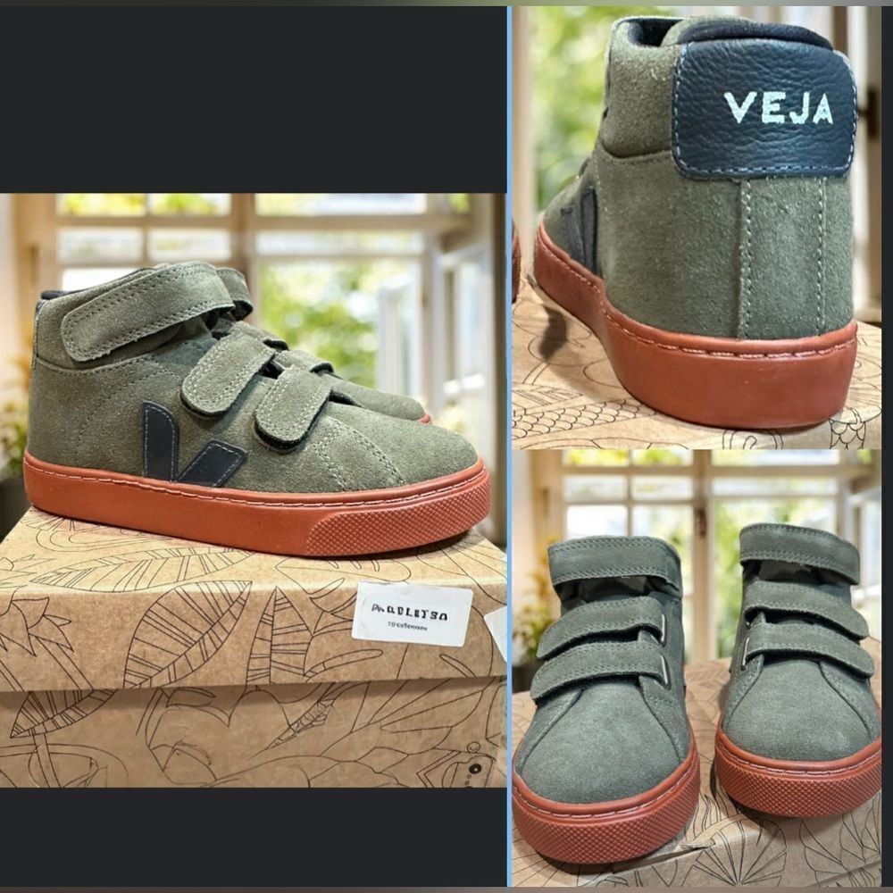 VEJA Kids ESPLAR MID SUEDE MUD NAUTICO RUST SOLE high top sneaker EU 30 US 12.5